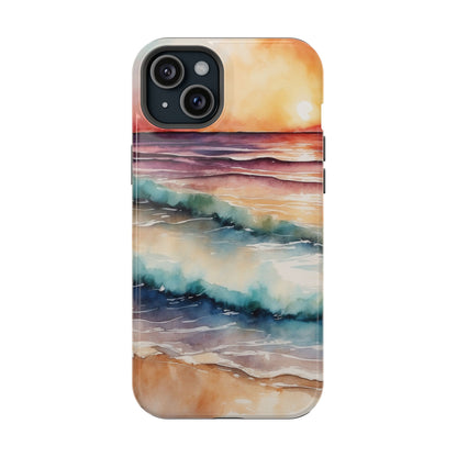 Sunset Waves MagSafe iPhone Case – Vibrant Watercolor Design