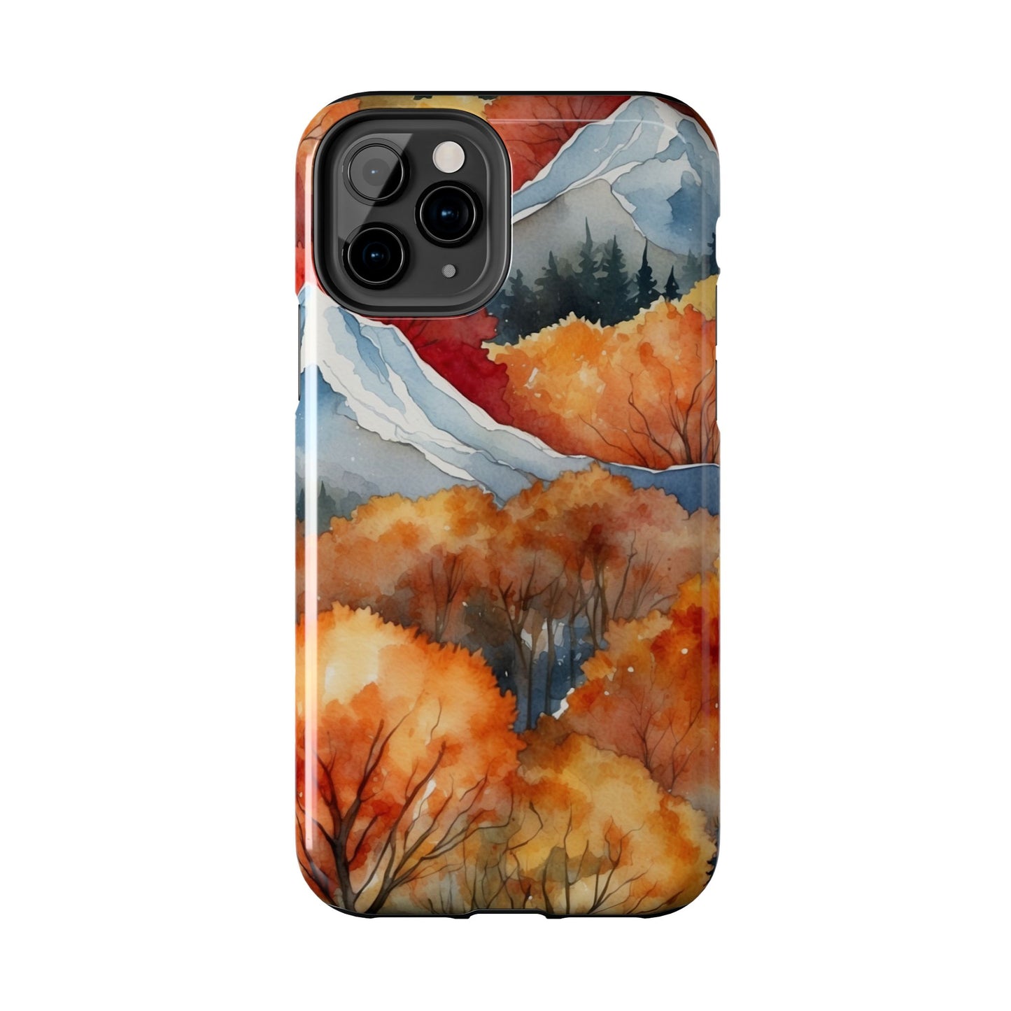 Autumn Mountain Forest Watercolor - iPhone Case