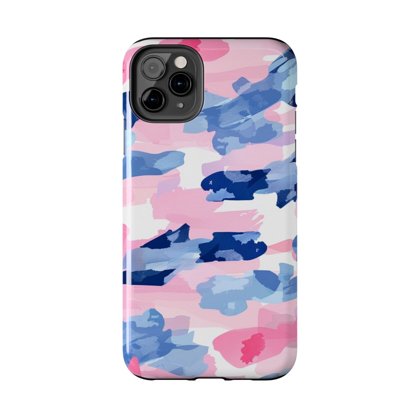 iPhone Case: Dynamic Pink & Navy Brushstroke Art