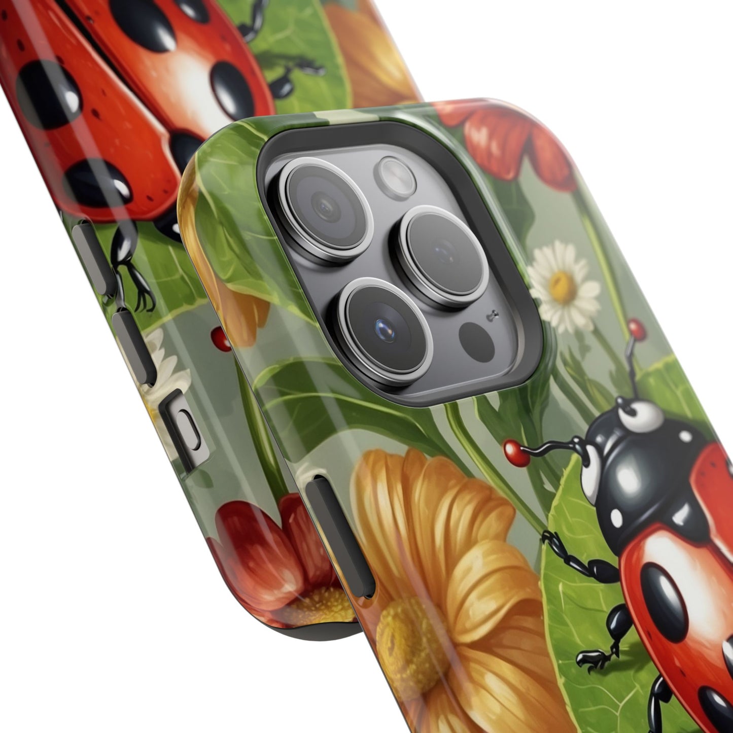 Ladybug Garden MagSafe iPhone Case – Whimsical Floral Design