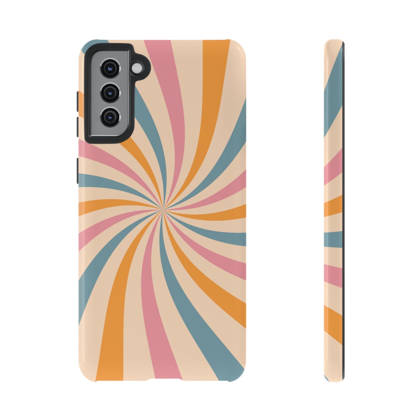 Retro Swirl Pattern Samsung Galaxy Case – Bold 70s Vibe in Pink, Orange, and Teal