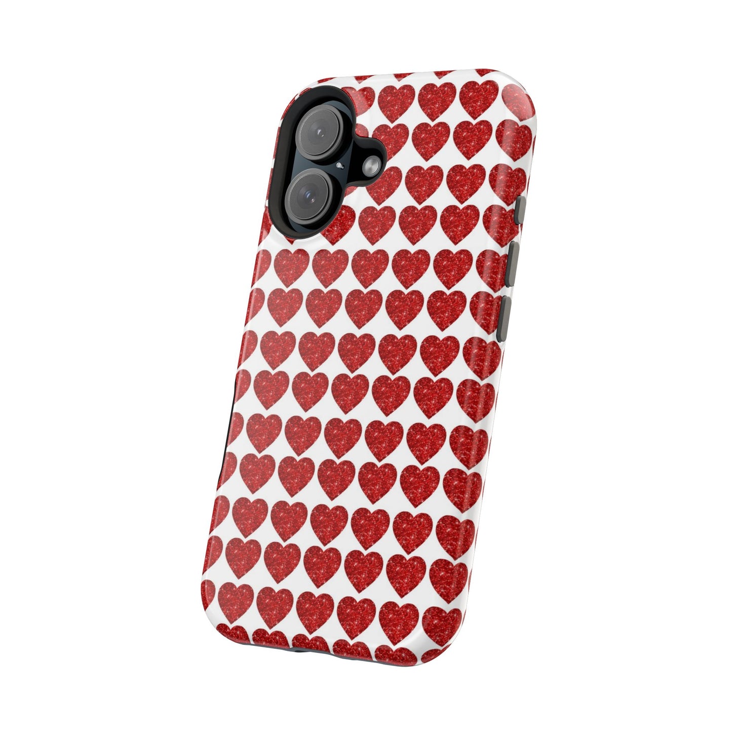 Red Glitter Hearts Charm MagSafe Case