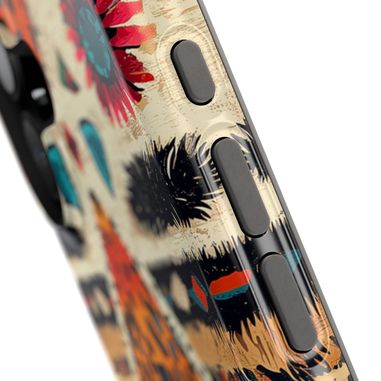 Wild Boho Leopard Print & Floral Tough MagSafe iPhone Case – Eclectic Tribal Design, Dual-Layer Protection