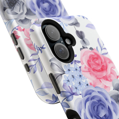 Elegant Blue Floral Watercolor Design – MagSafe iPhone Case