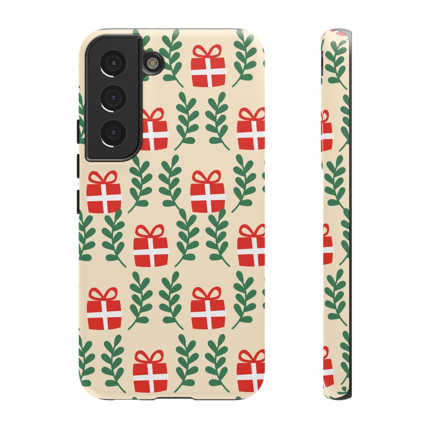 Samsung Galaxy Case: Holiday Cheer – Red Gifts & Green Leaves