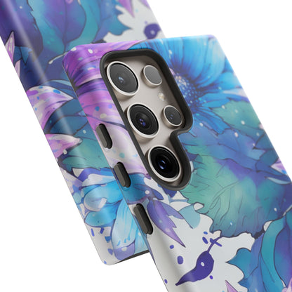 Purple & Teal Watercolor Floral Samsung Galaxy Case - Artistic Flower Design