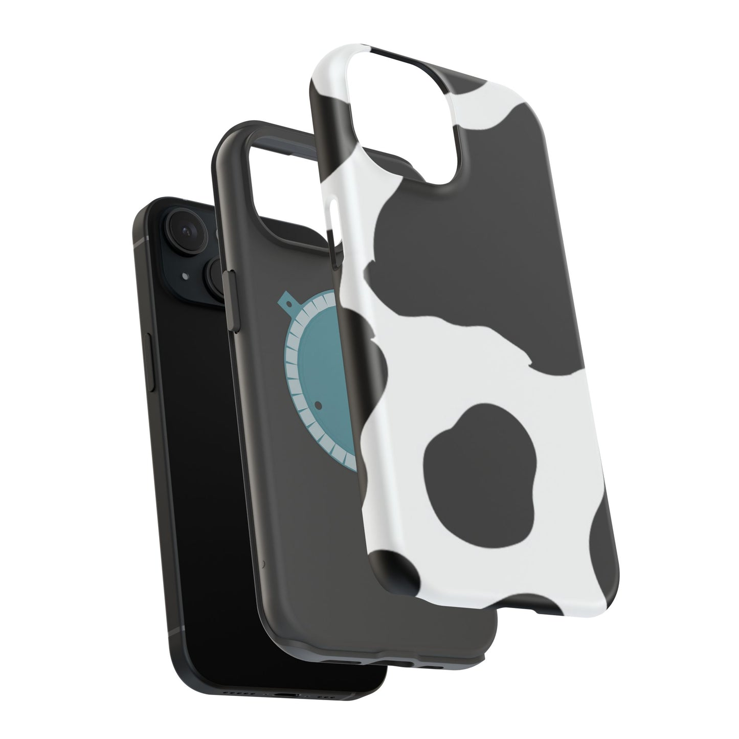 Bold Black and White Cow Print Tough MagSafe iPhone Case – Modern Animal Pattern with Dual-Layer Protection