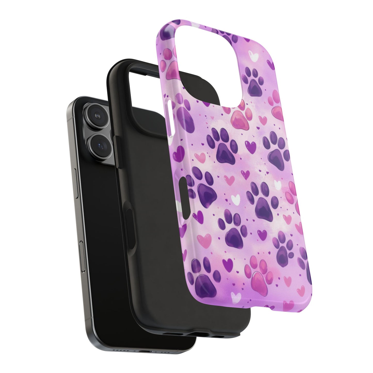 Purple Paw Print iPhone Case - Cute Pet-Themed Protective Cover