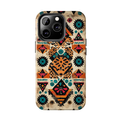 Bohemian Leopard & Tribal Floral Tough iPhone Case – Vibrant Eclectic Design, Dual - Layer Protection - BOGO Cases