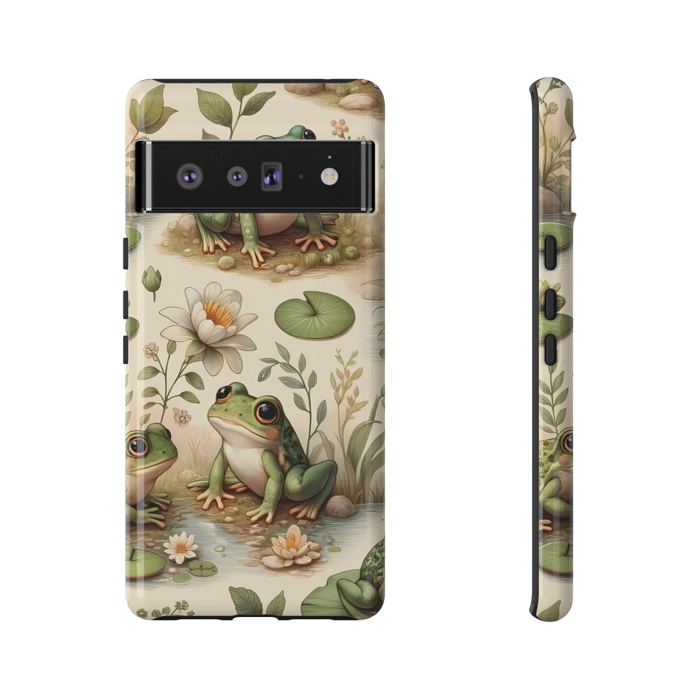 Cute Frogs Phone Case - Pond Pals Frolic - Charming Frog Lily Pad Phone Case for iPhone, Google & Samsung! Great Gift For Any Frog Lover!