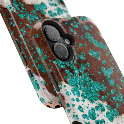 Teal Glitter Cowhide - MagSafe iPhone Series Case