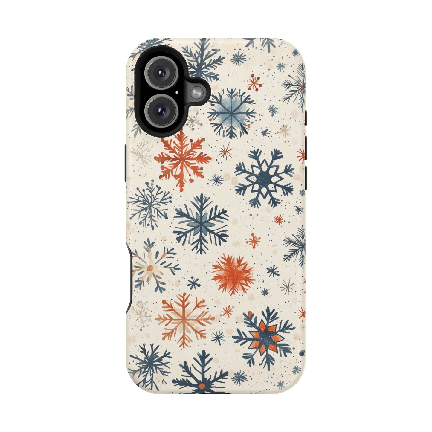 Rustic Orange and Blue Snowflake Pattern – MagSafe iPhone Series Case