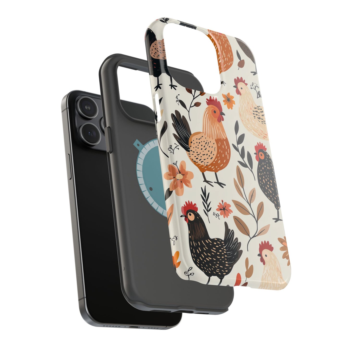 MagSafe iPhone Case: Cluckin' Vintage – Chickens & Leaves