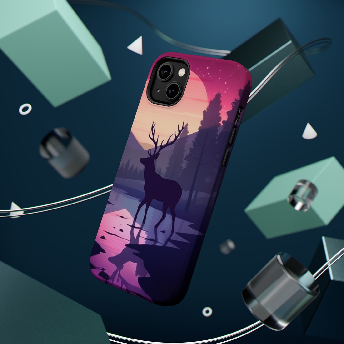 Twilight Elegance: Stag Reflection – MagSafe iPhone Case