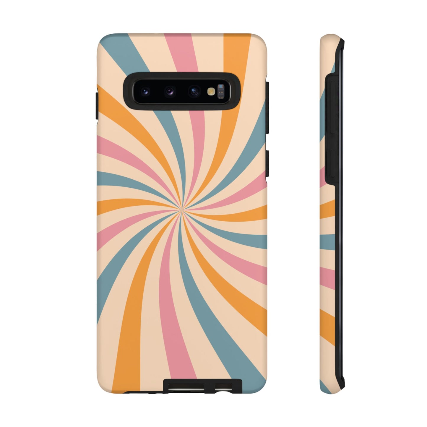 Retro Swirl Pattern Samsung Galaxy Case – Bold 70s Vibe in Pink, Orange, and Teal