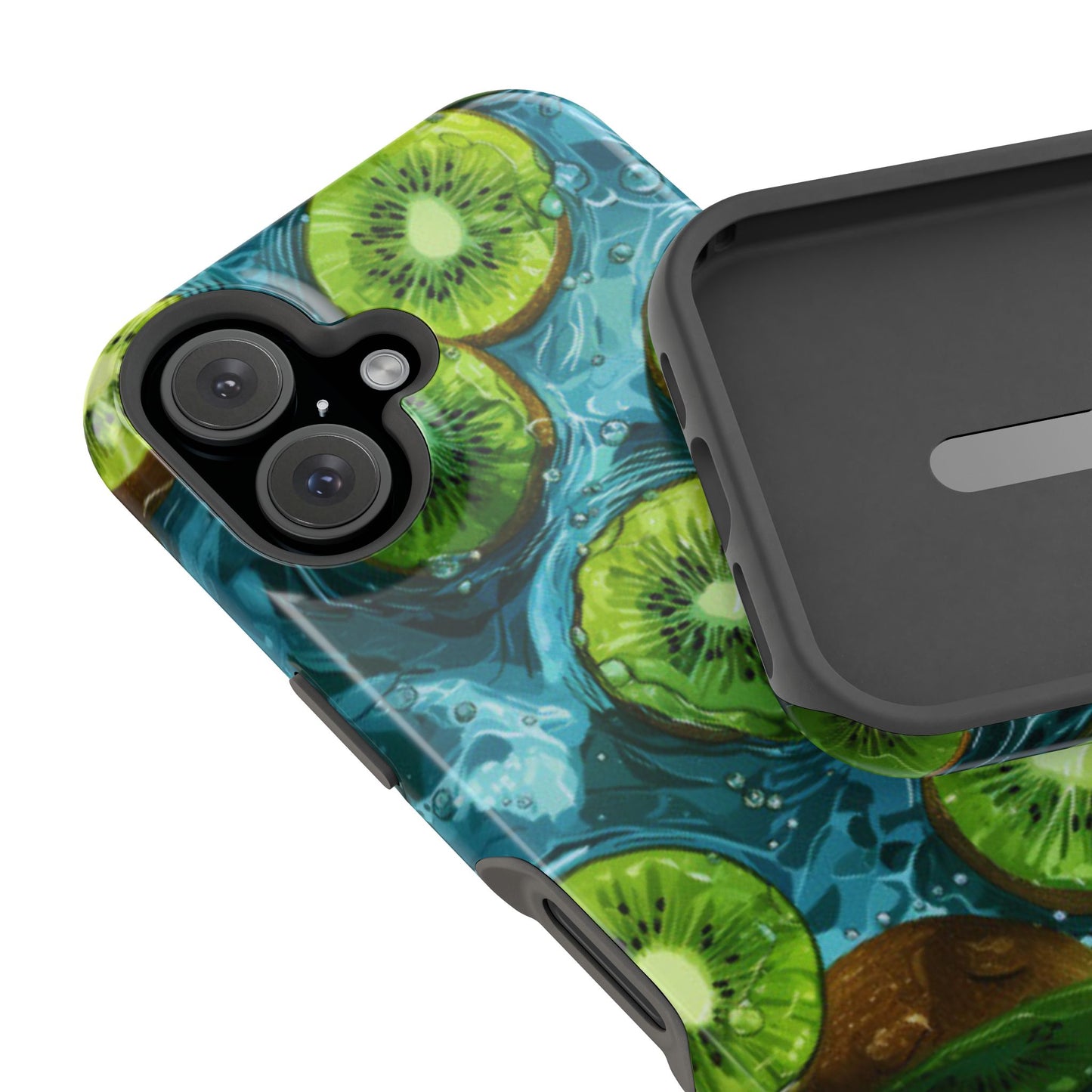 Tropical Kiwi Splash MagSafe iPhone Case – Tough Dual-Layer, Vibrant Summer Design