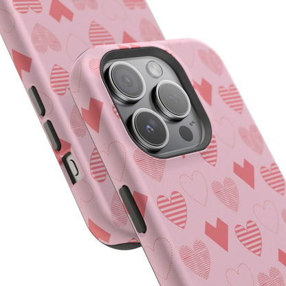 Striped Hearts MagSafe iPhone Case