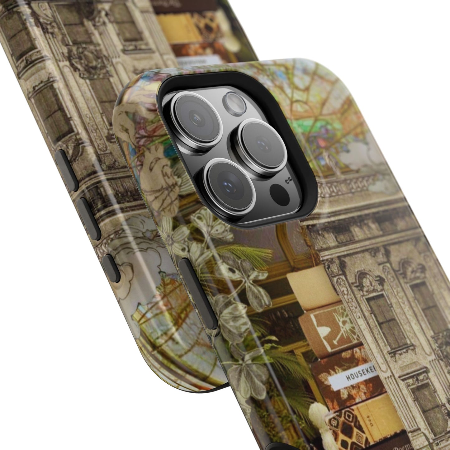 Whimsical Road Trip Collage MagSafe iPhone Case – Dual-Layer Protection with Vintage Art and Adventure Design