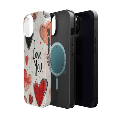 Romantic "I Love You" Heart Sketch - MagSafe Compatible Case