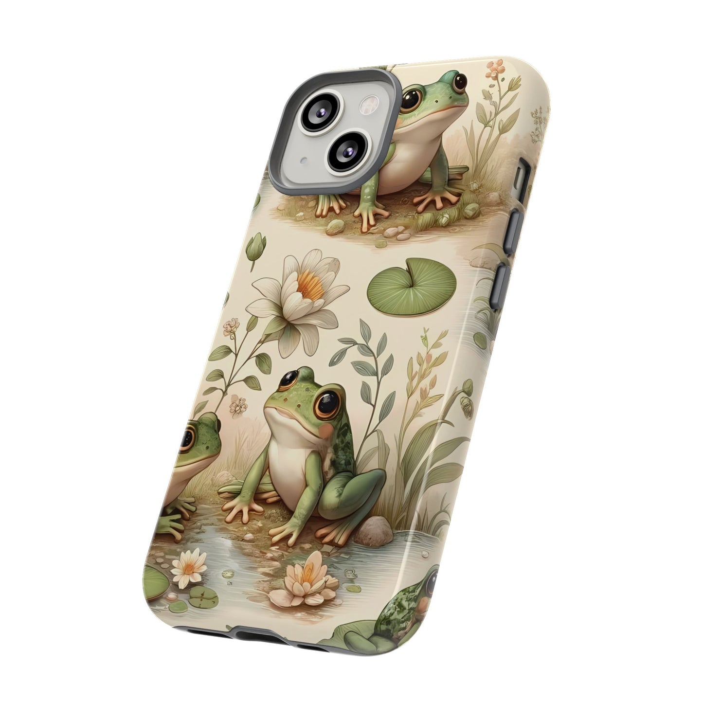 Cute Frogs Phone Case - Pond Pals Frolic - Charming Frog Lily Pad Phone Case for iPhone, Google & Samsung! Great Gift For Any Frog Lover!