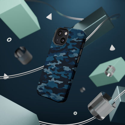 Dark Blue Camouflage – MagSafe iPhone Case with Modern Rugged Style