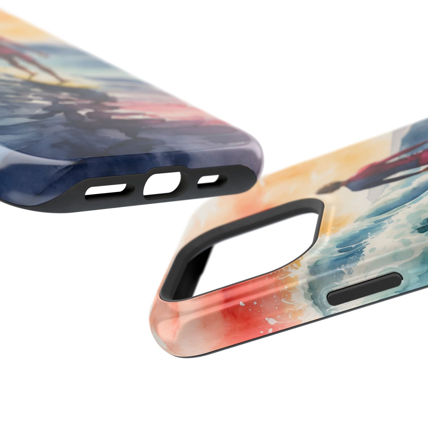 Surfer’s Sunset Wave MagSafe iPhone Case – Vibrant Watercolor Design