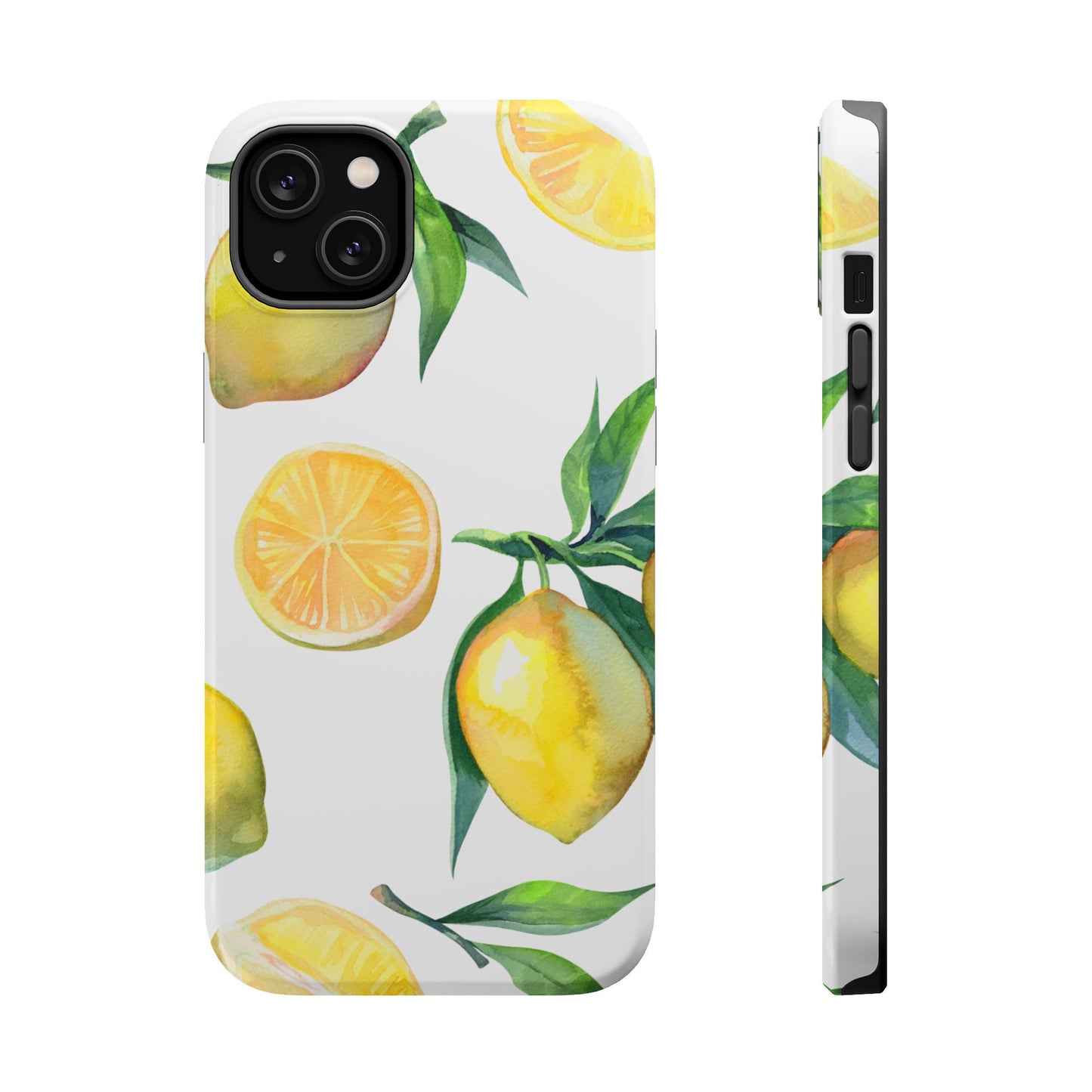 Lemon Grove Watercolor Tough MagSafe iPhone Case – Fresh Citrus Design, Dual-Layer Protection