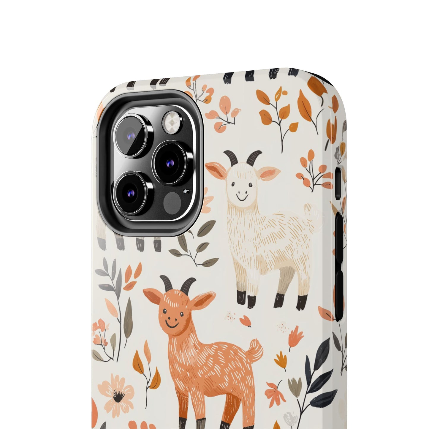 iPhone Case: Smiley Goats & Dried Flowers – Vintage Charm