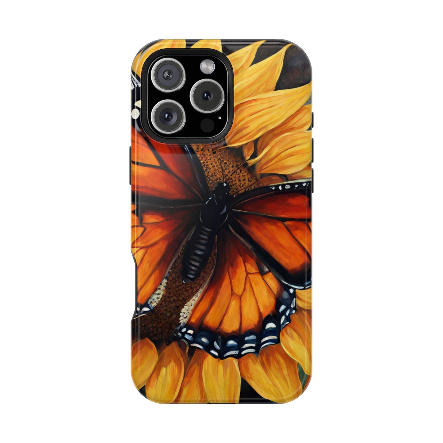 Monarch Butterfly & Sunflower Art – MagSafe iPhone Case