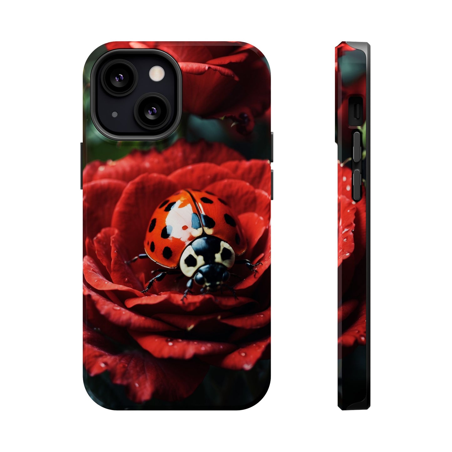 Elegant Rose & Ladybug Charm - MagSafe iPhone Case