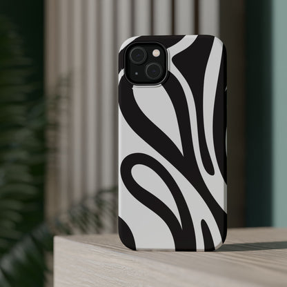 Modern Black and White Abstract Tough MagSafe iPhone Case – Bold Graphic Pattern with Dual-Layer Protection