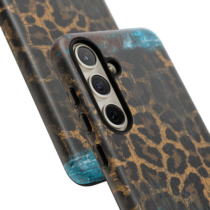 Boho Leopard and Turquoise Tough Samsung Galaxy Case – Rustic Western Design with Dual-Layer Protection