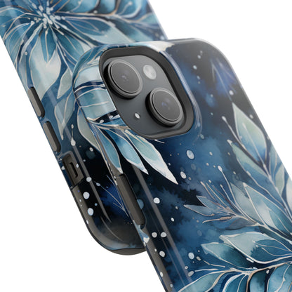 Winter’s Embrace – Blue Snowflake MagSafe iPhone Case