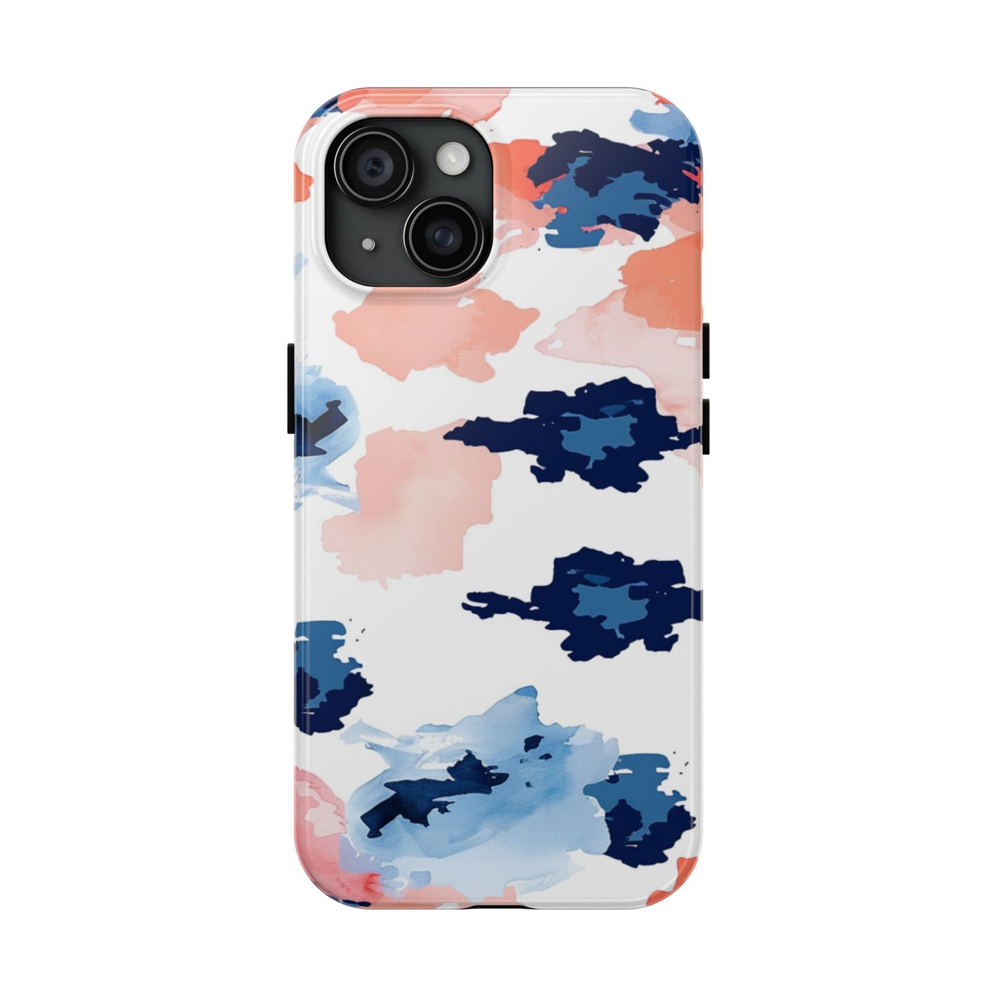 Abstract Coral & Navy Watercolor Design – iPhone Case