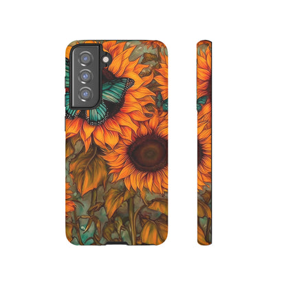 Vintage Blue Butterfly & Sunflower Art – Samsung Galaxy Case