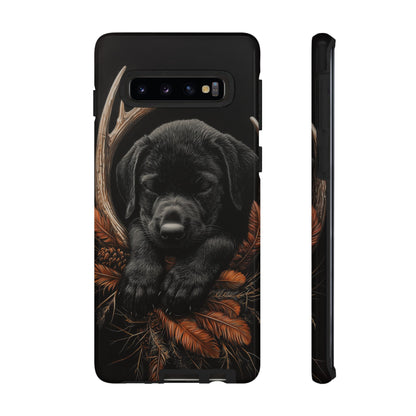 Charming Black Labrador Puppy on Feathers Samsung Galaxy Case