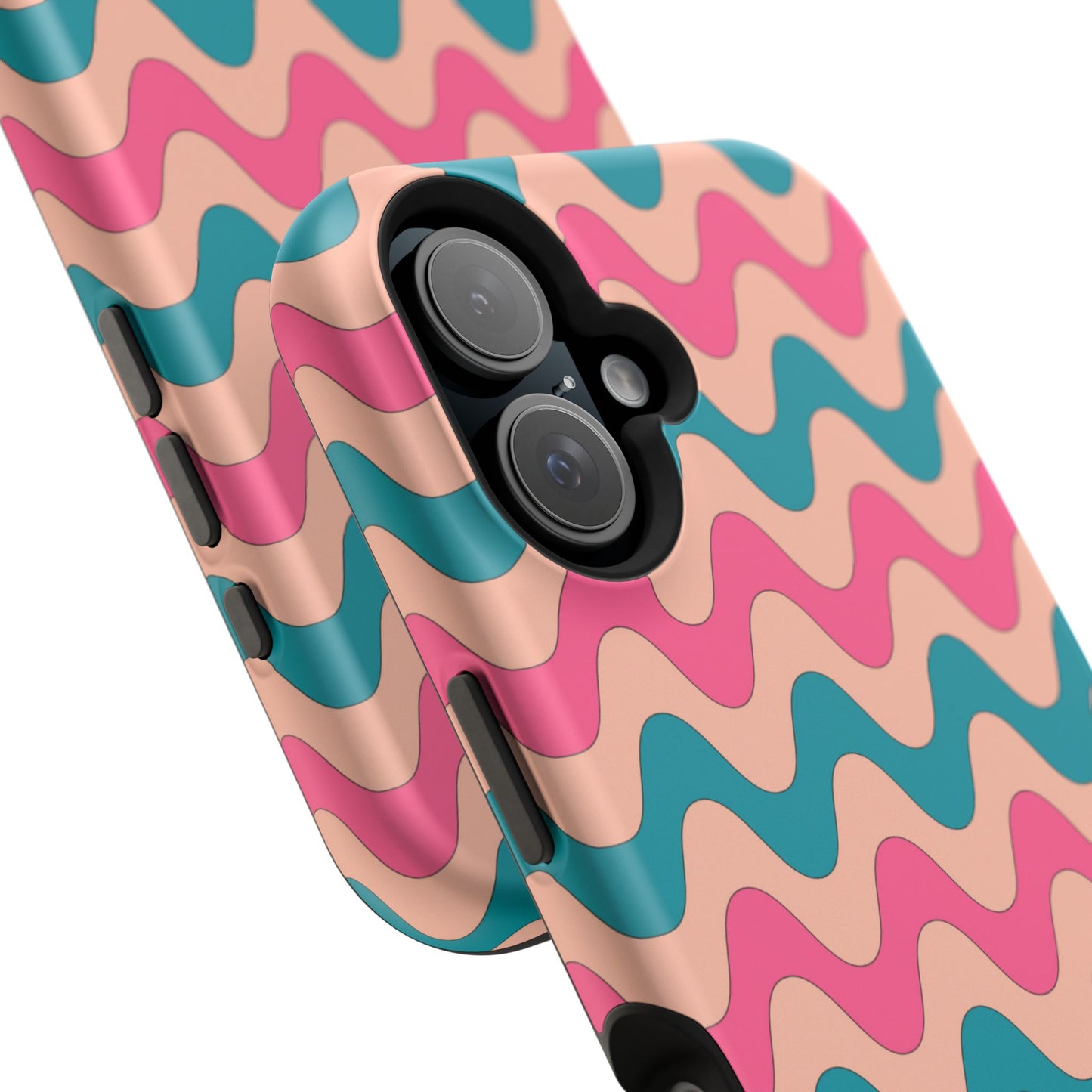 Retro Waves Pattern MagSafe iPhone Case – Shockproof Design with Dual-Layer Protection