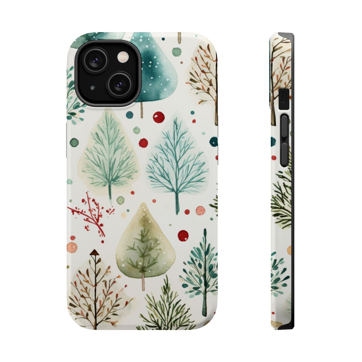 Watercolor Winter Trees MagSafe iPhone Case – Nature-Inspired, Holiday Theme Protective Cover