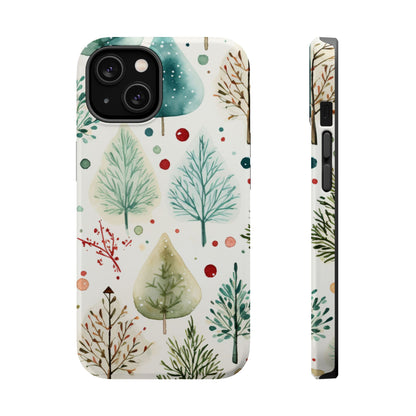 Watercolor Winter Trees MagSafe iPhone Case – Nature-Inspired, Holiday Theme Protective Cover