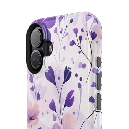 Purple Floral Bliss MagSafe iPhone Case – Delicate Blossom Design