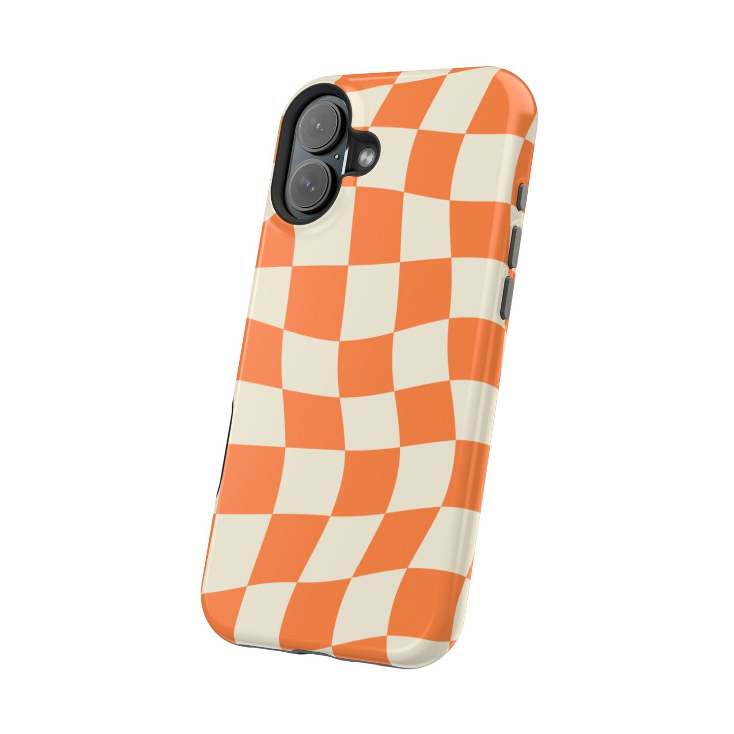 Wavy Retro Checkerboard MagSafe iPhone Case – Shockproof, Matte Finish, Dual-Layer Protection