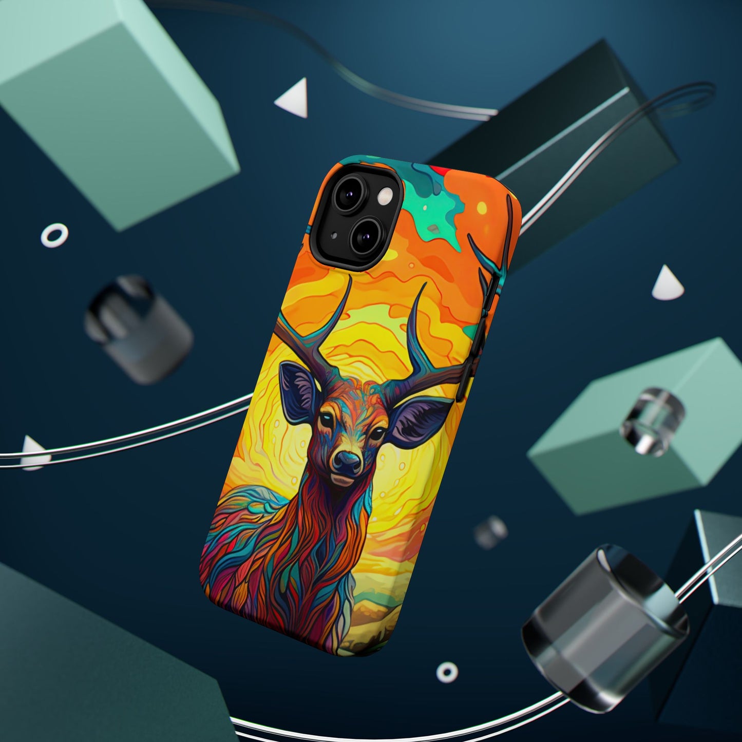 Vibrant Stag in Bloom – MagSafe iPhone Case