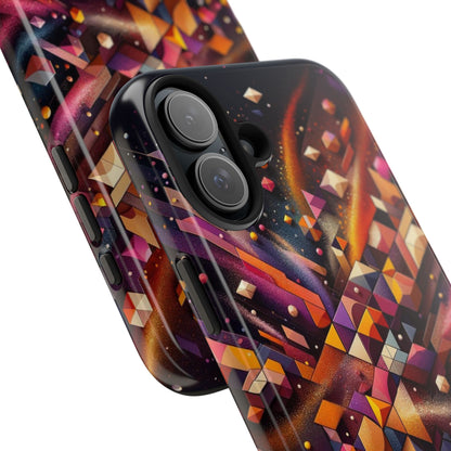 Geometric Galaxy iPhone Case - Abstract Cosmic Protective Cover - Retro Gamer