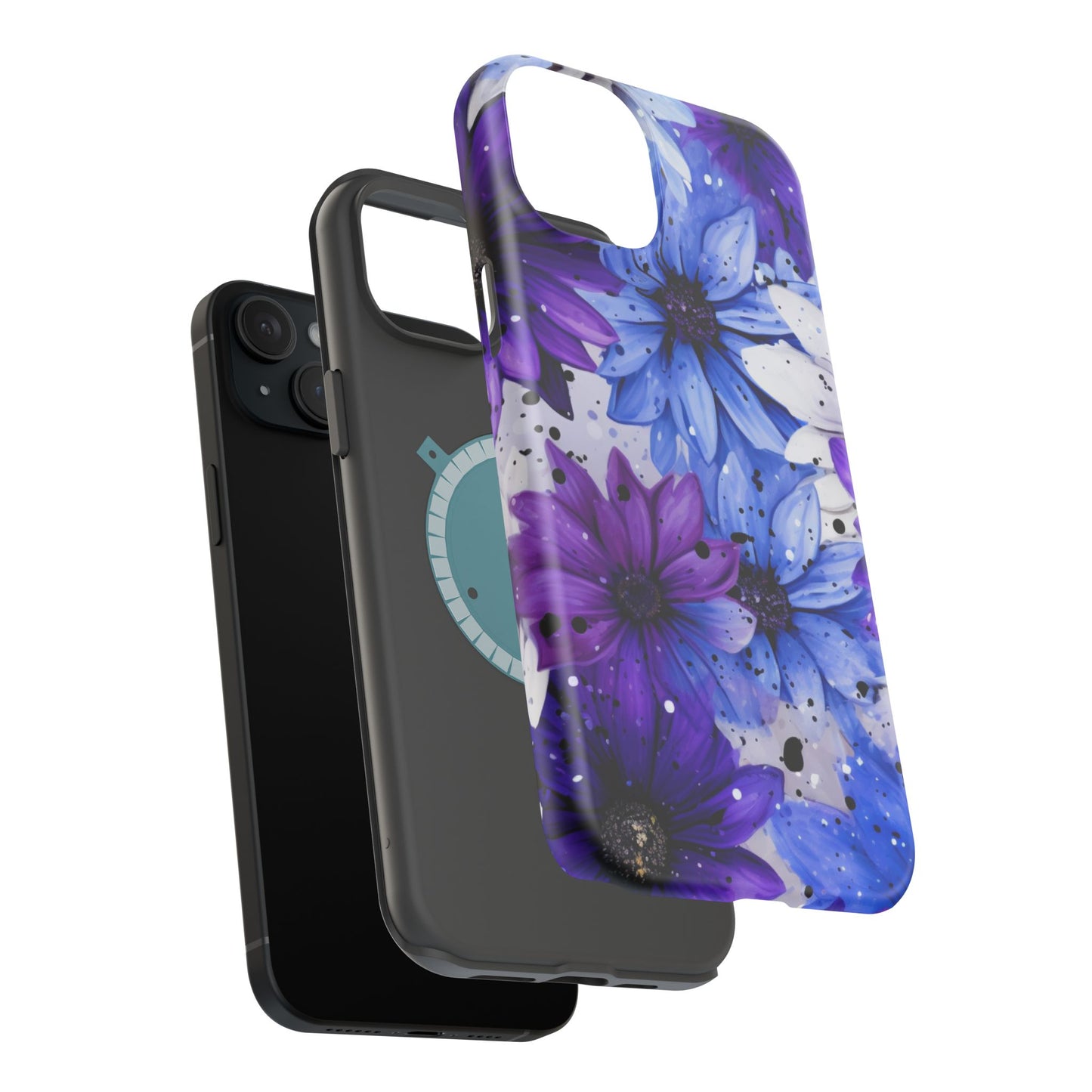 Vibrant Purple & Blue Floral Splash - MagSafe iPhone Series Case