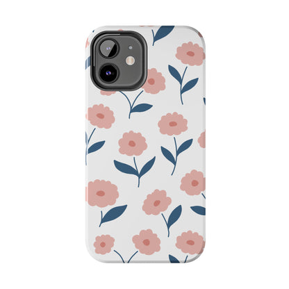 Playful Pink Floral Tough iPhone Case – Soft Pastel Design, Slim & Shockproof