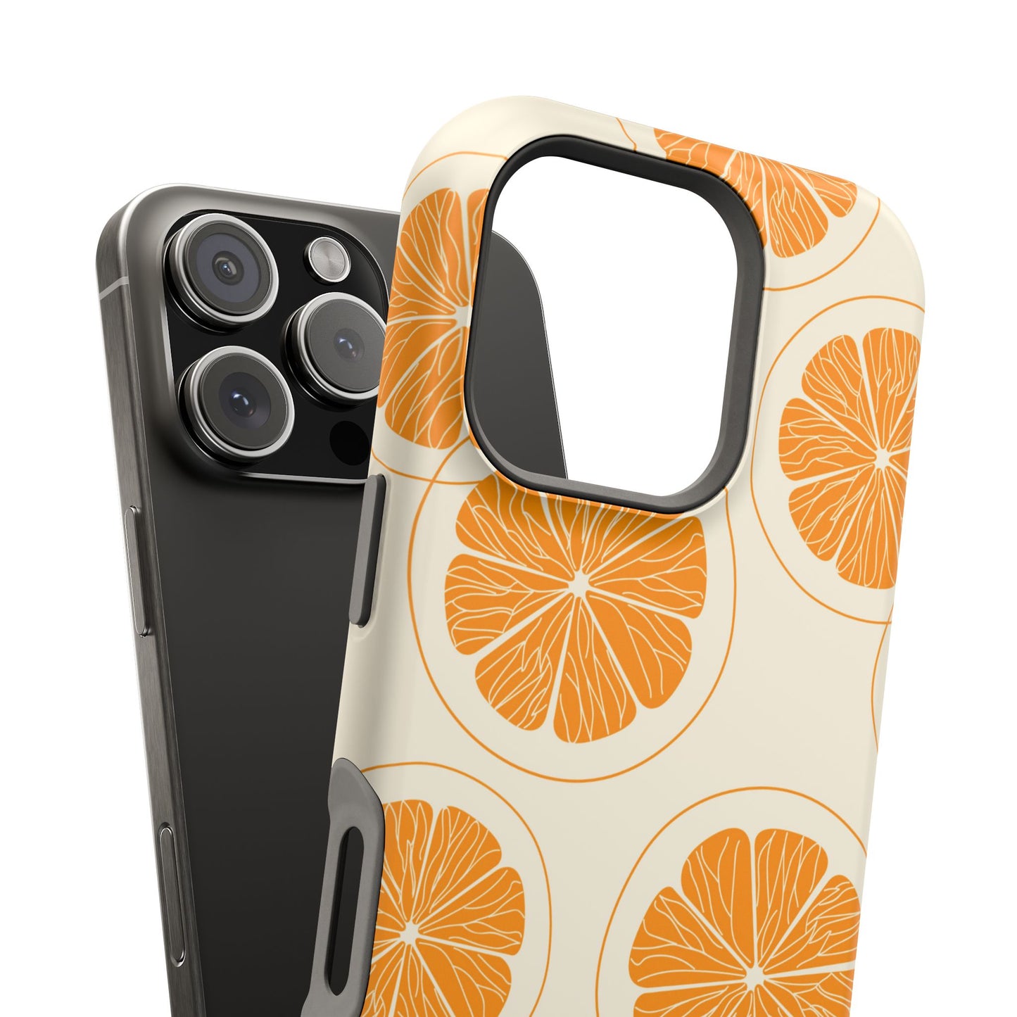 Citrus Burst Pattern Tough MagSafe iPhone Case – Bold Orange Design, Shockproof Protection