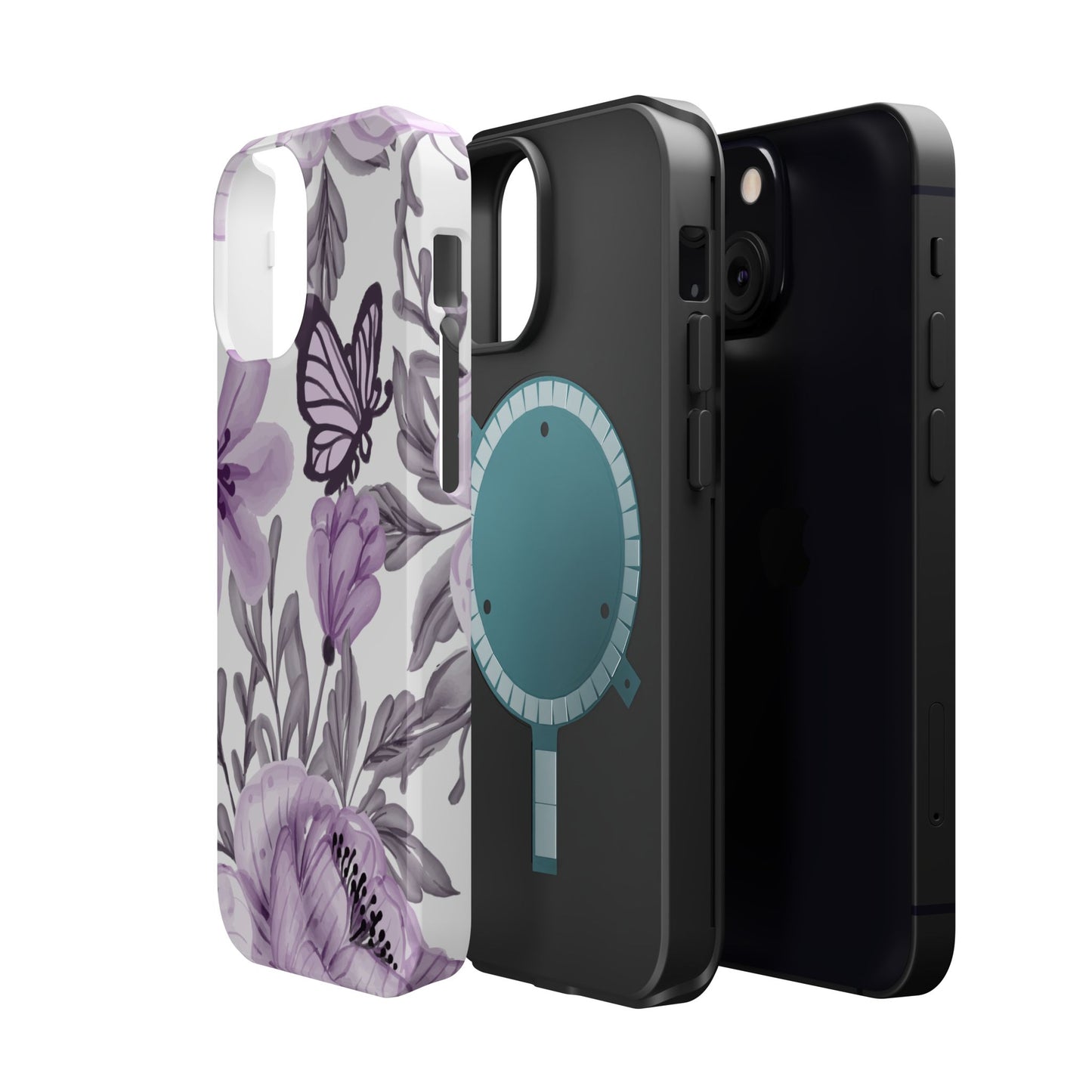 Lavender Bloom Butterfly MagSafe iPhone Case – Delicate Floral Design with Watercolor Details