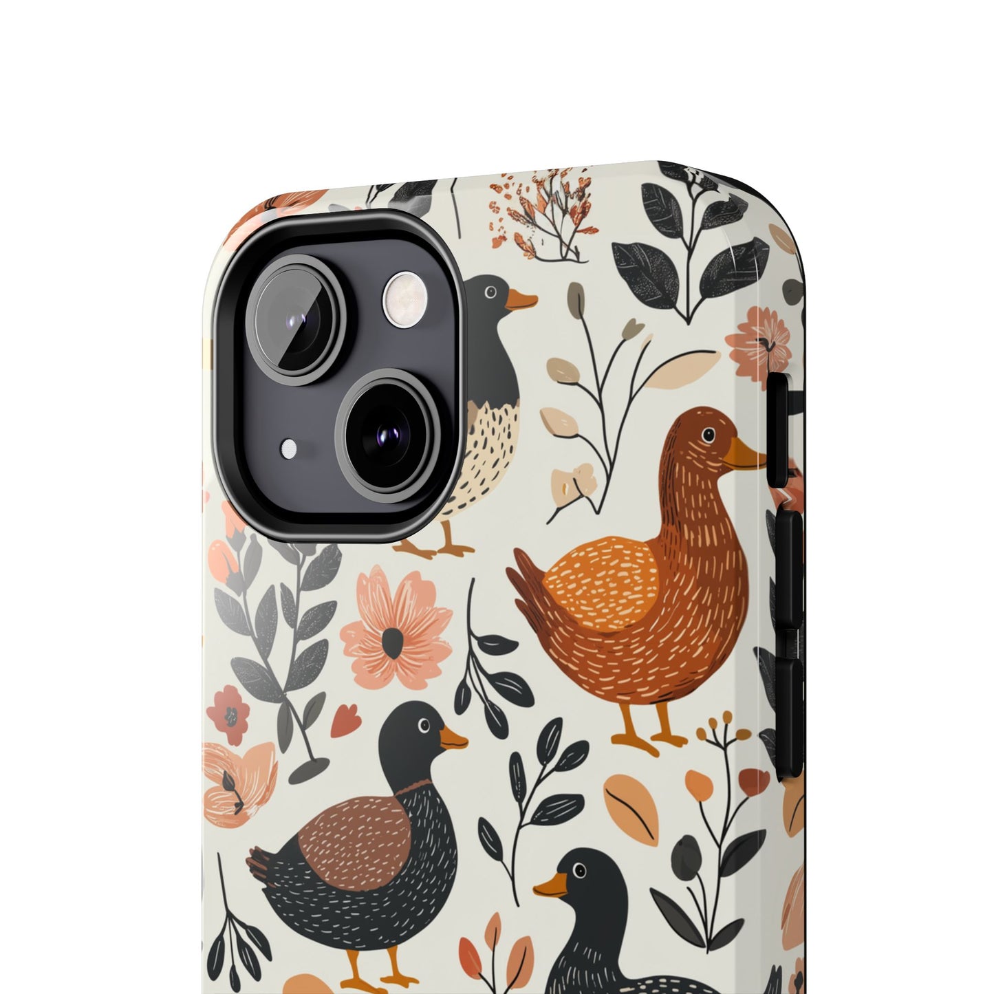 Farm Duck & Flowers iPhone Case – Vintage Floral Design