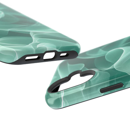 Emerald Flow MagSafe iPhone Case – Translucent Green Fabric-Inspired Design