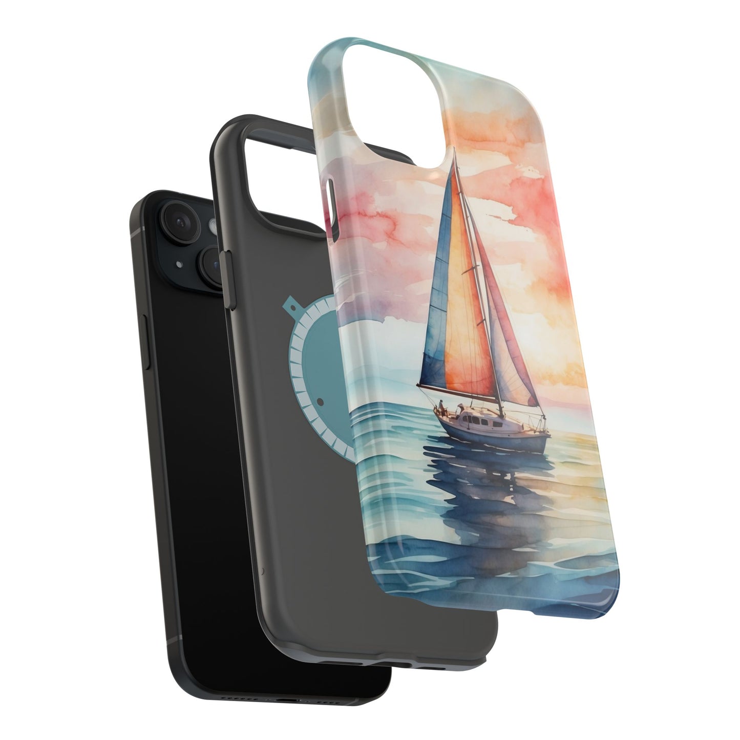 Sailboat Sunset MagSafe iPhone Case – Vibrant Watercolor Design